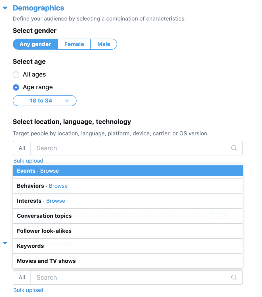 Selecting Demographics in Twitter's Event Targeting