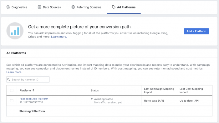 Ad Platforms in Facebook Attribution