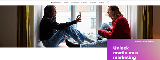 Homepage screenshot of the marketing consulting firm Accenture