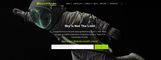 Homepage screenshot of the marketing consulting firm GrowthRocks