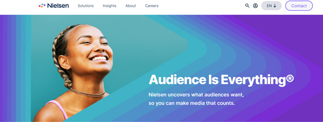 Homepage screenshot of the marketing consulting firm Nielsen